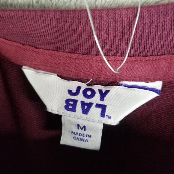 Womens Joy Lab Burgundy & White Crop Sweatshirt Long Sleeve Crew Neck Size M - Picture 3 of 6
